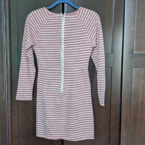 Red and White Striped Long Sleeve Dress - Picture 4 of 4